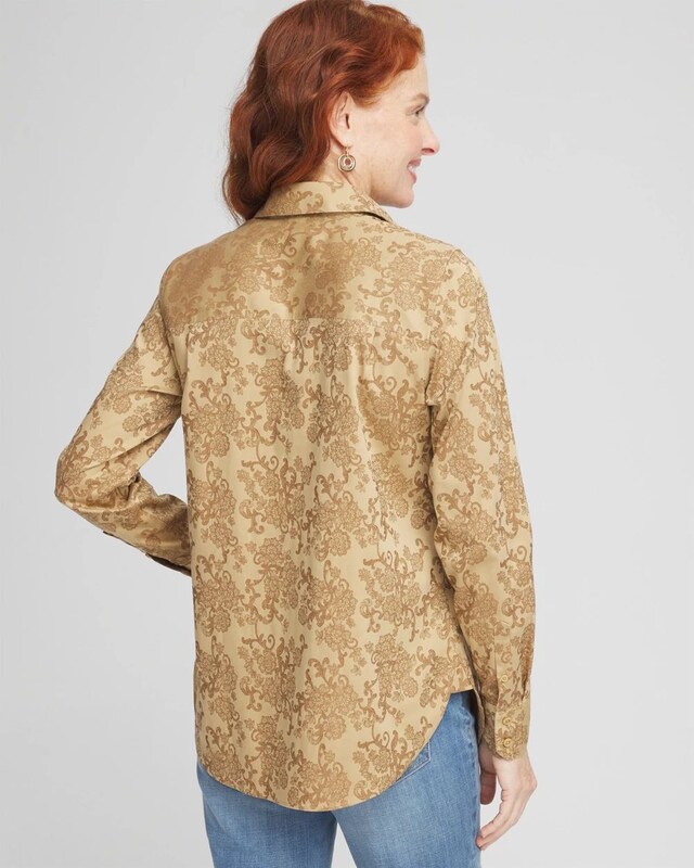 No Iron Gold Jacquard Shirt - image 3